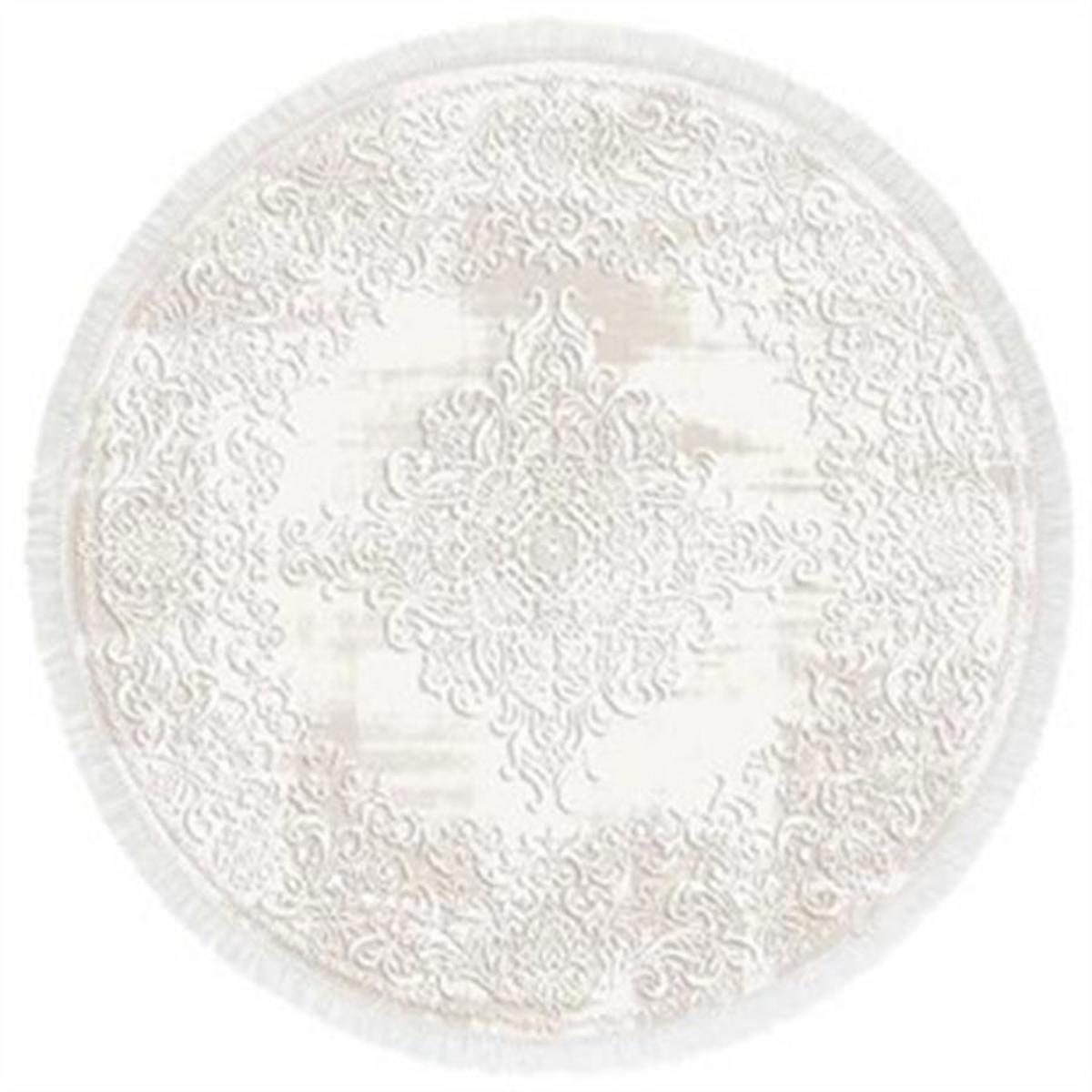İpek Mekik Halı Sardes 6110 Krem 10 mm Akrilik Yalıtıma Yardımcı Yıkanabilir Orta Kaymaz Pamuk Taban Yuvarlak Makine Dokuma Salon Halısı 100x150 cm