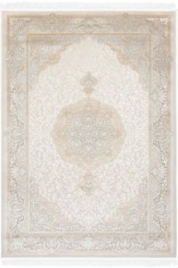 La Boutique Nilüfer NF01 Krem 7 mm Viskon Toz tutmaz Yıkanabilir İnce Kaymaz Dikdörtgen Makine Dokuma Salon Halısı 150x220 cm