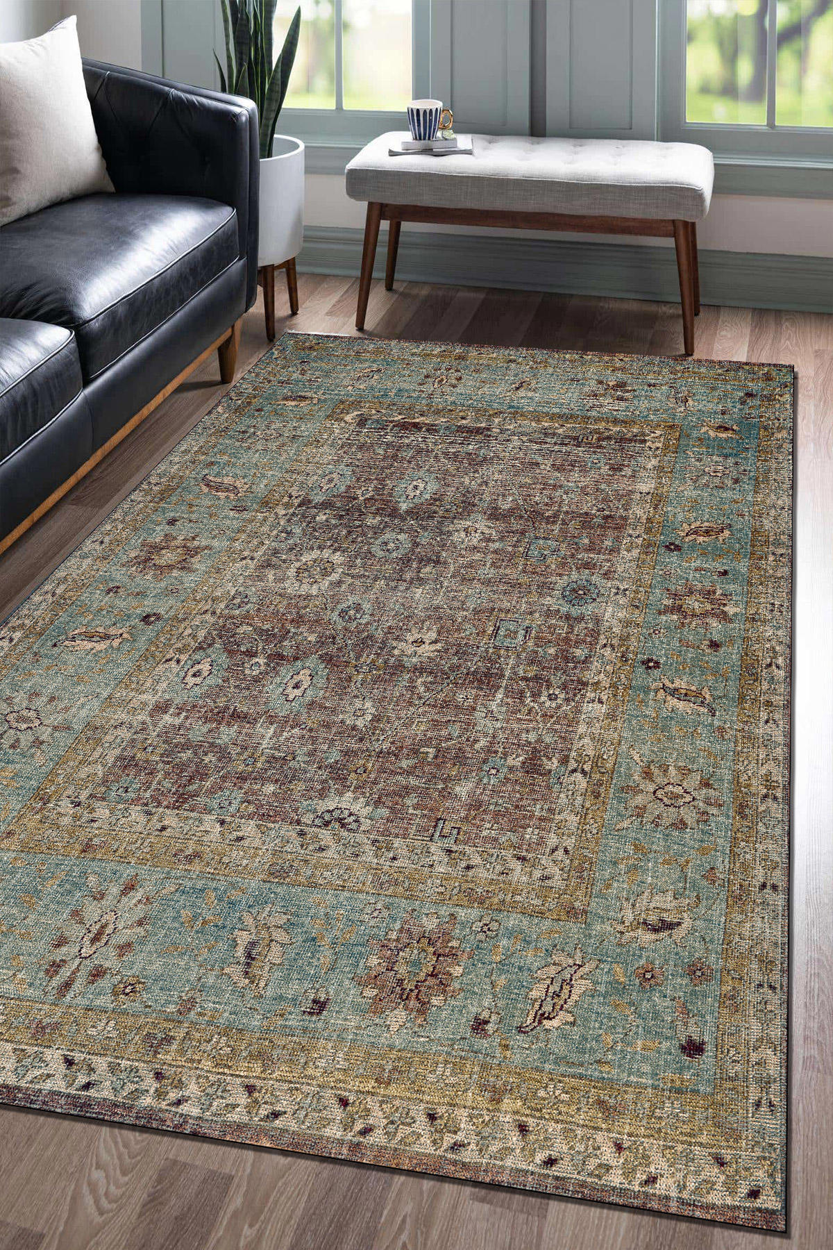 Aida Home Ember Krem 0.5 mm Pamuk Antibakteriyel Yıkanabilir İnce Kaymaz Deri Taban Dikdörtgen Makine Dokuma Salon Halısı 80x150 cm