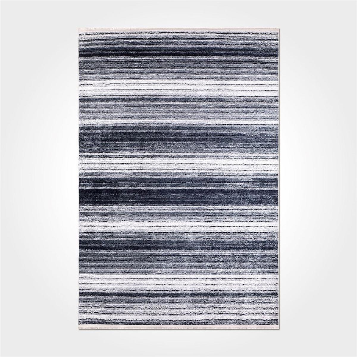 Crea Halı 2287PC Siyah Pamuk-Polyester Yıkanabilir İnce Kaymaz Soyut Temalı Dikdörtgen Makine Dokuma Salon Halısı 140x200 cm