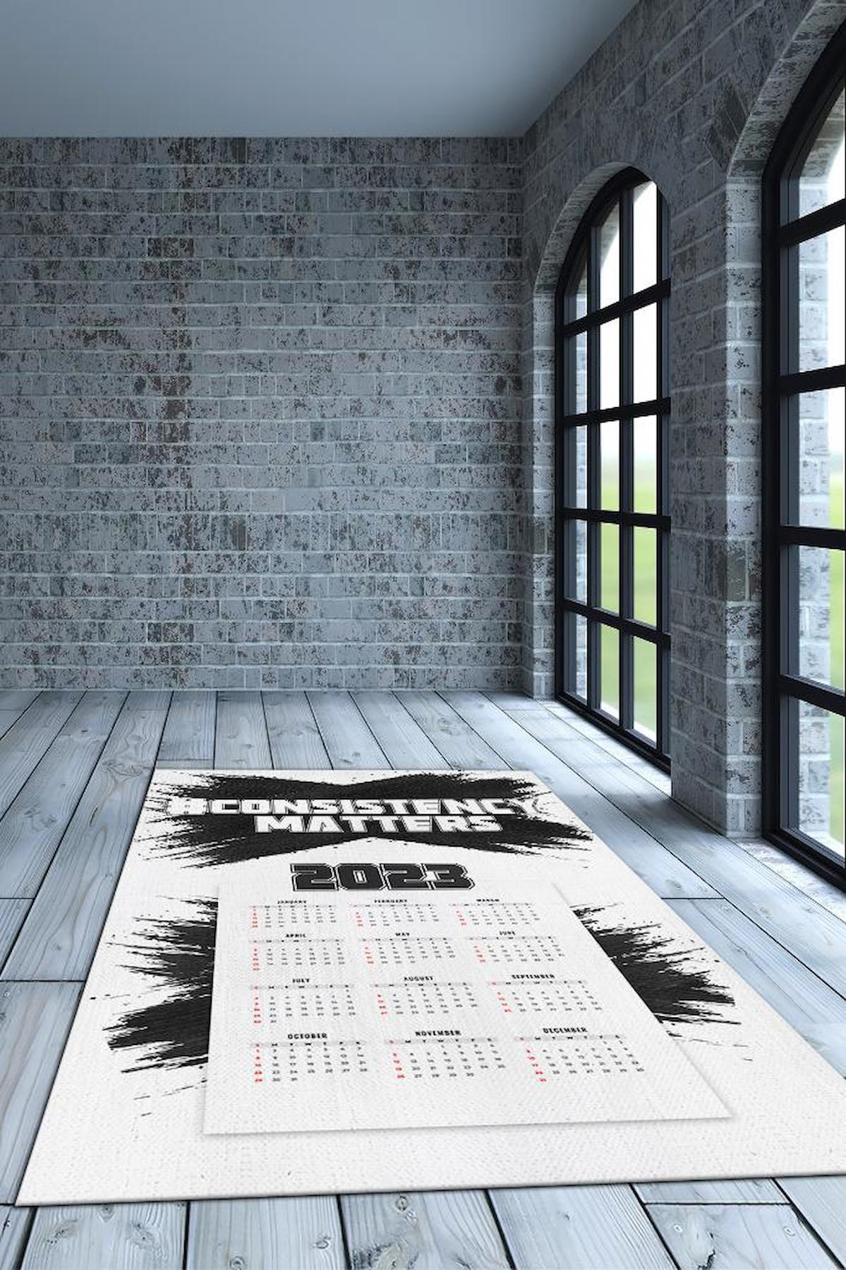 Homshtag Yeni Yılda Devamlılık Krem 4 mm Pamuk Antistatik Yıkanabilir İnce Kaymaz Dikdörtgen Makine Dokuma Ofis Halısı 200x290 cm