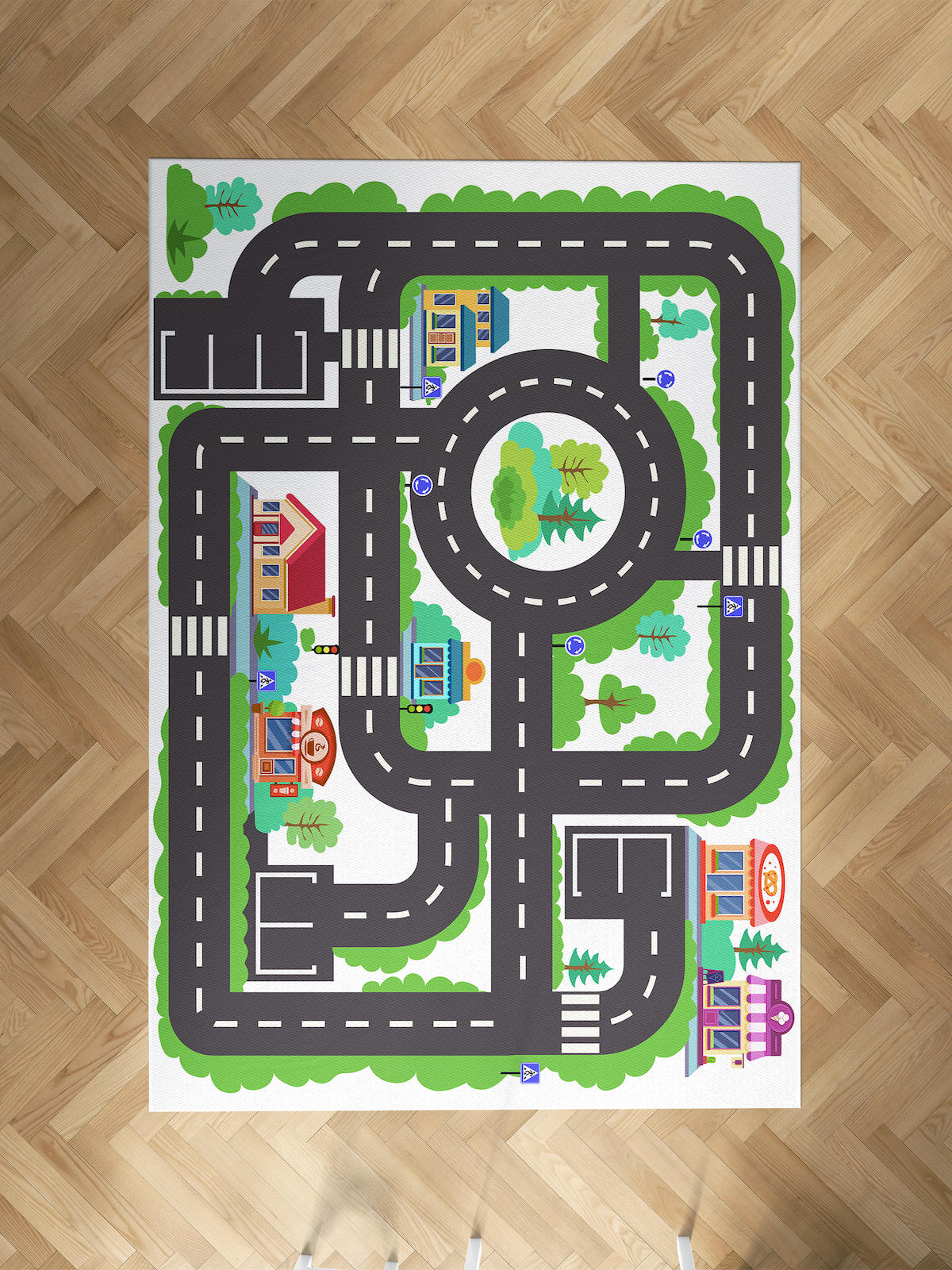 Mekta Home Otopark Krem 10 mm Antibakteriyel Yıkanabilir İnce Kaymaz Dot Taban Dikdörtgen Makine Dokuma Çocuk Odası Halısı 160x200 cm