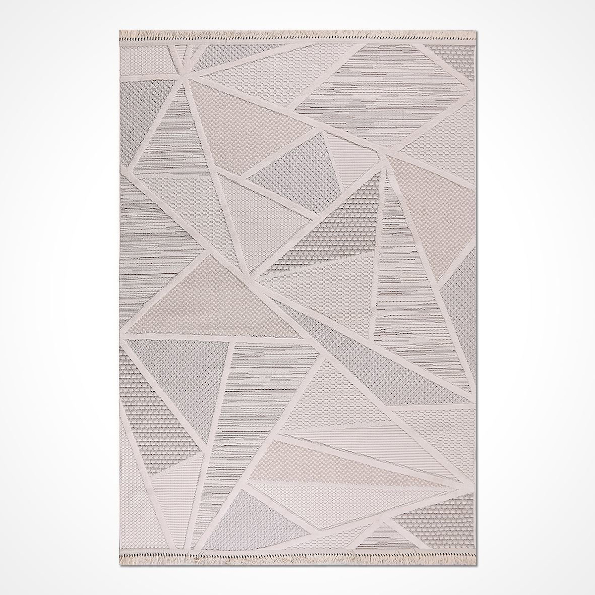 Crea Halı İzgi IM01K Krem 4 mm Polyester Toz Tutmaz Yıkanabilir İnce Geometrik Dikdörtgen Makine Dokuma Salon Halısı 120x300 cm