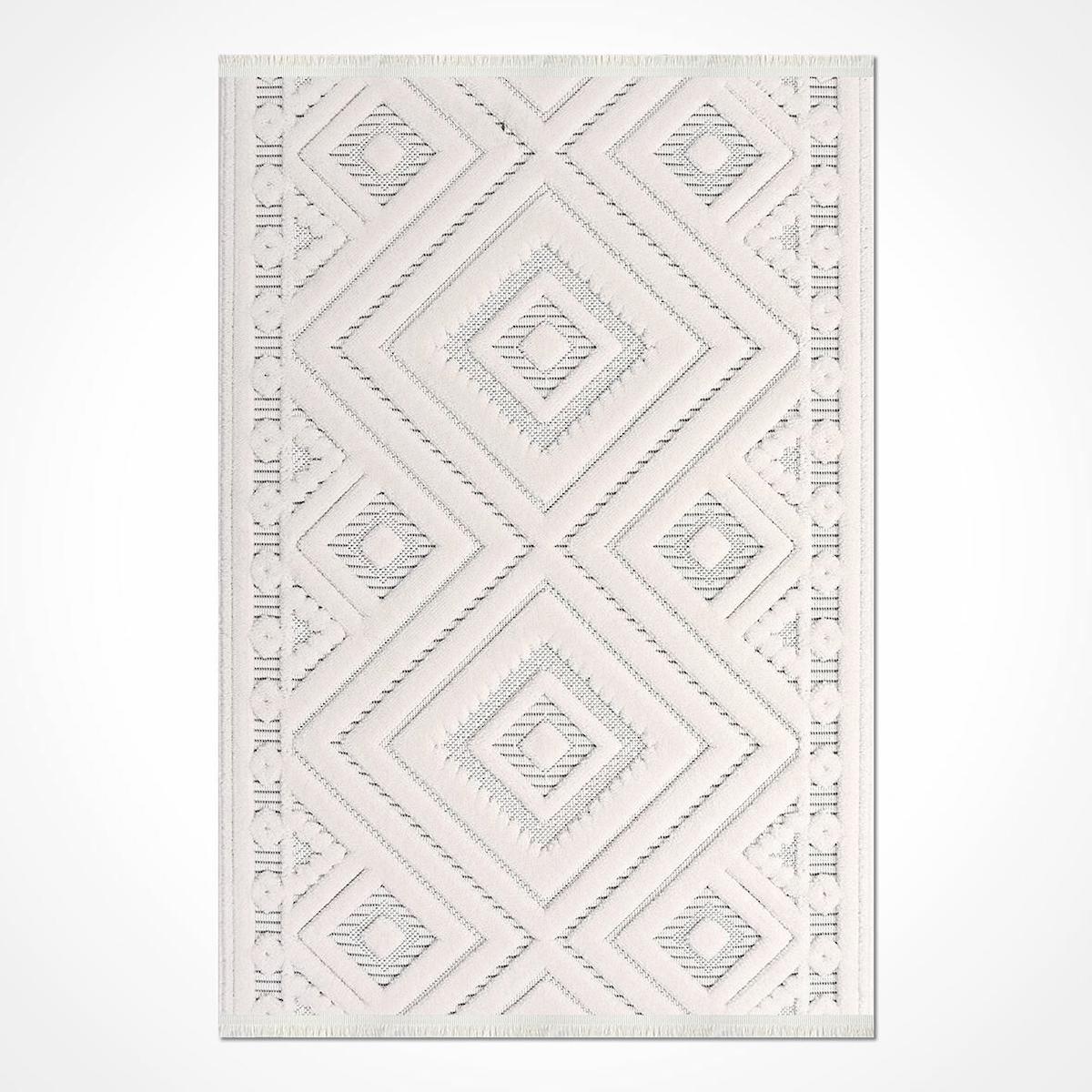 Crea Halı Almira 11415 Krem 8 mm Polyester Toz Tutmaz Yıkanabilir Orta Dikdörtgen Makine Dokuma Salon Halısı 120 cm