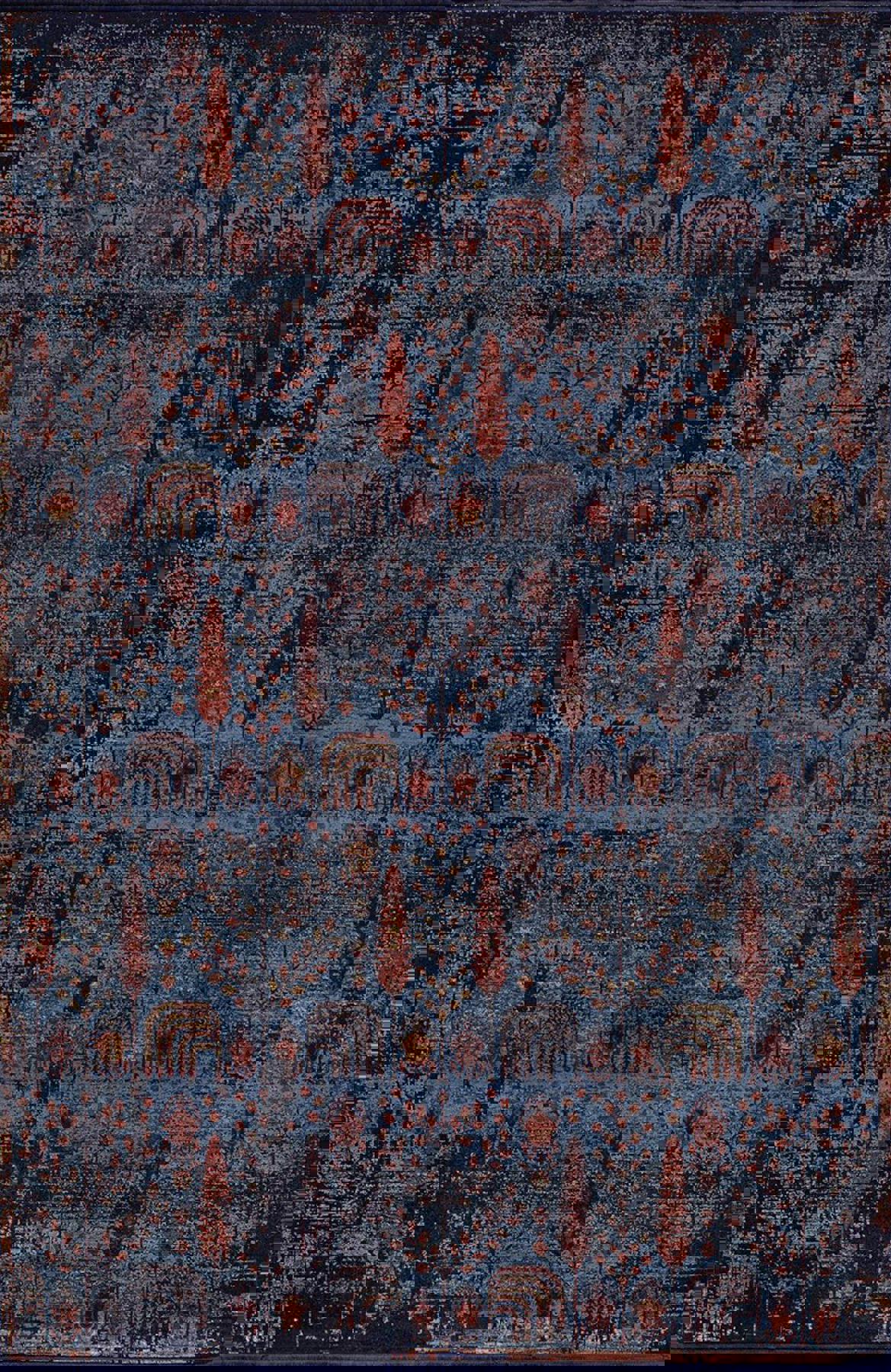 Artemis Halı Bella 6471B Lacivert Akrilik Yıkanabilir İnce Kaymaz Jüt Taban Dikdörtgen Makine Dokuma Salon Halısı 140x200 cm