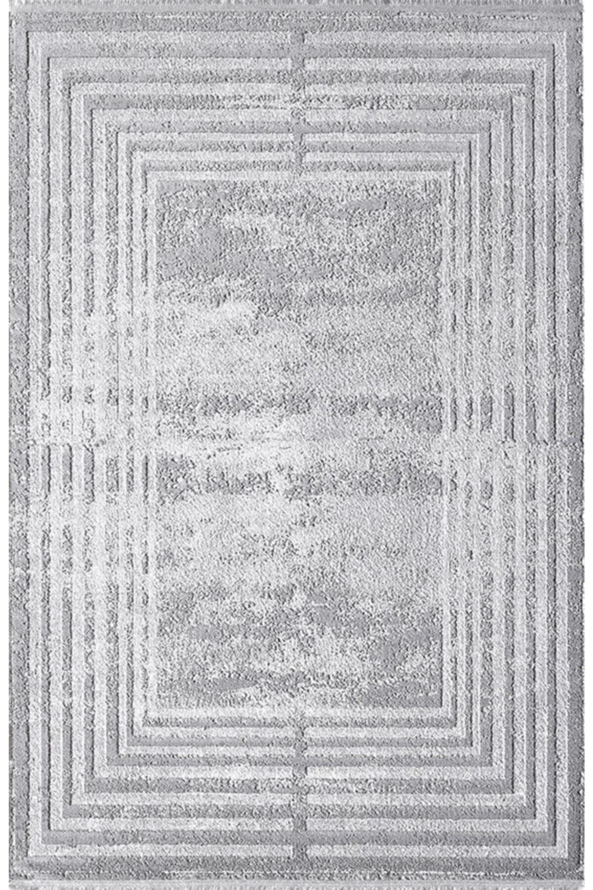 Royal Halı Lootus L014A Krem 10 mm Viskon Toz Tutmaz Yıkanabilir Kalın Kaymaz Lateks Taban Dikdörtgen Makine Dokuma Salon Halısı 160x230 cm