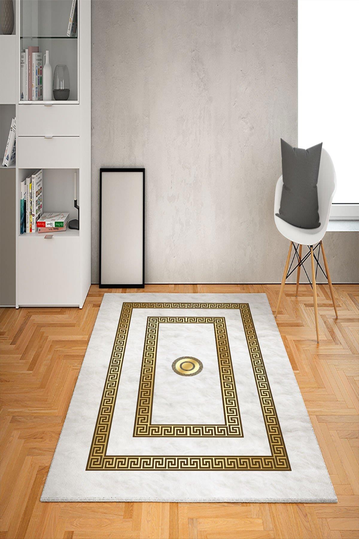 Doruklar Home Collection Krem 0.7 mm Antibakteriyel Yıkanabilir Kalın Kaymaz Taban Dikdörtgen Makine Dokuma Çocuk Odası Halısı 140x200 cm