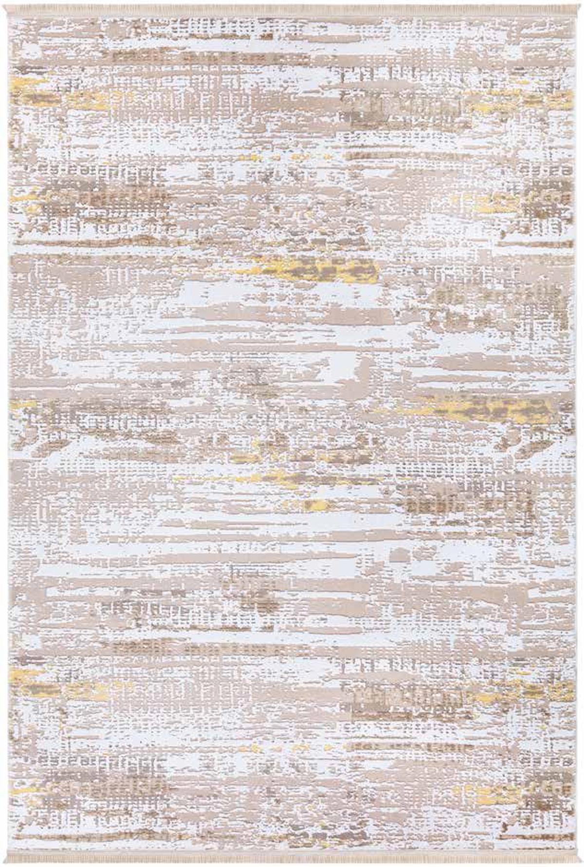 Aviva Larissa 6607 Krem 0.8 mm Akrilik Yıkanabilir İnce Kaymaz Jüt Taban Dikdörtgen Makine Dokuma Salon Halısı 160x230 cm