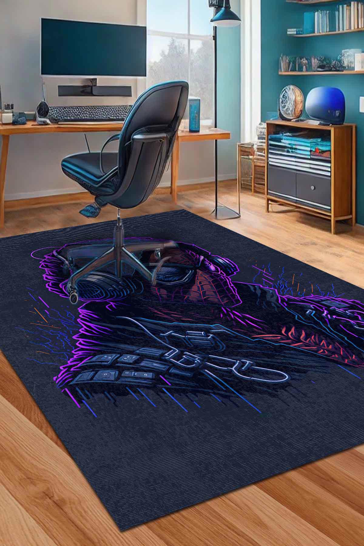 İlyaki Home Turf Çok Renkli 0.8 mm Pamuk Antialerjenik Yıkanabilir İnce Kaymaz Pamuk Taban Dikdörtgen Makine Dokuma Genç Odası Halısı 160x230 cm