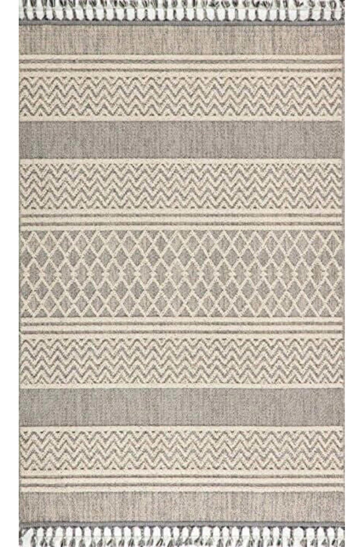 Gümüşsuyu Deco Delta 12157 Gri 6 mm Viskon Toz Tutmaz Yıkanabilir İnce Kaymaz Dikdörtgen Makine Dokuma Salon Halısı 160x230 cm