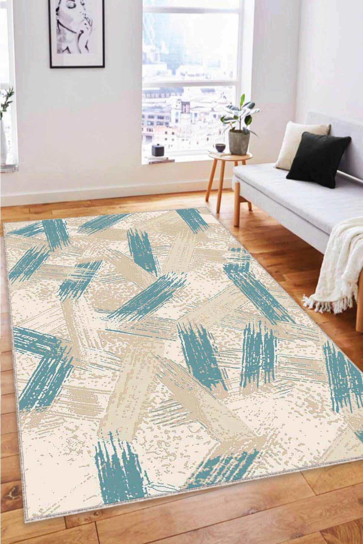 Viva Home FR05 Çok Renkli 7 mm Mikropolyester Koku Yapmaz-Leke Tutmaz-Toz Tutmaz Yıkanabilir İnce Kaymaz Dot Taban Dikdörtgen Makine Dokuma Antre-Oturma Odası-Salon-Yatak Odası Halısı 120x400 cm