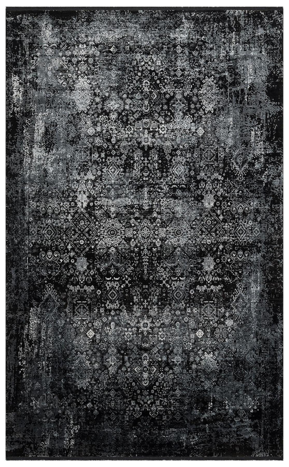 Eko Halı Fresco FS17 Gri-Siyah Silinebilir Yıkanabilir Kaymaz Dikdörtgen Makine Dokuma Salon Halısı 160x160 cm