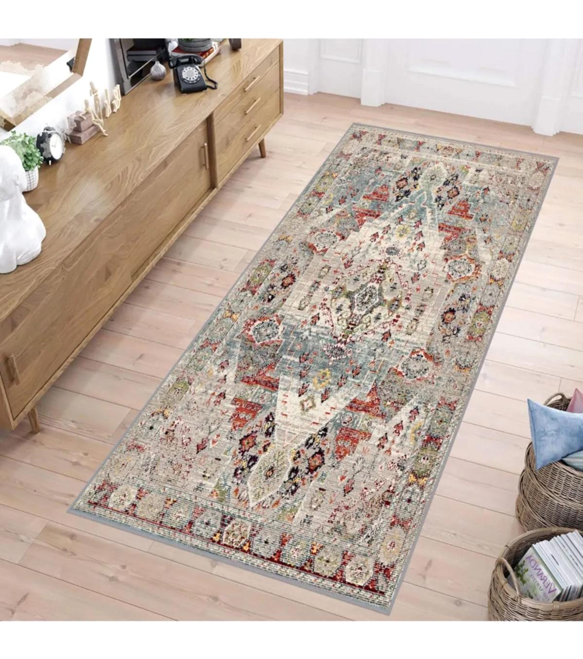 Rovigo Home RVG1794 Krem 8 mm Polyester Antibakteriyel-Leke Tutmaz-Toz Tutmaz Yıkanabilir İnce Kaymaz Dot Taban Dikdörtgen Makine Dokuma Salon Halısı 180x250 cm