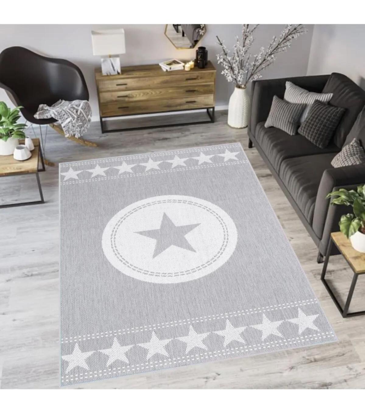Rovigo Home RVG1267 Gri 8 mm Polyester Antibakteriyel-Leke Tutmaz-Toz Tutmaz Yıkanabilir İnce Kaymaz Dot Taban Dikdörtgen Makine Dokuma Salon Halısı 100x400 cm