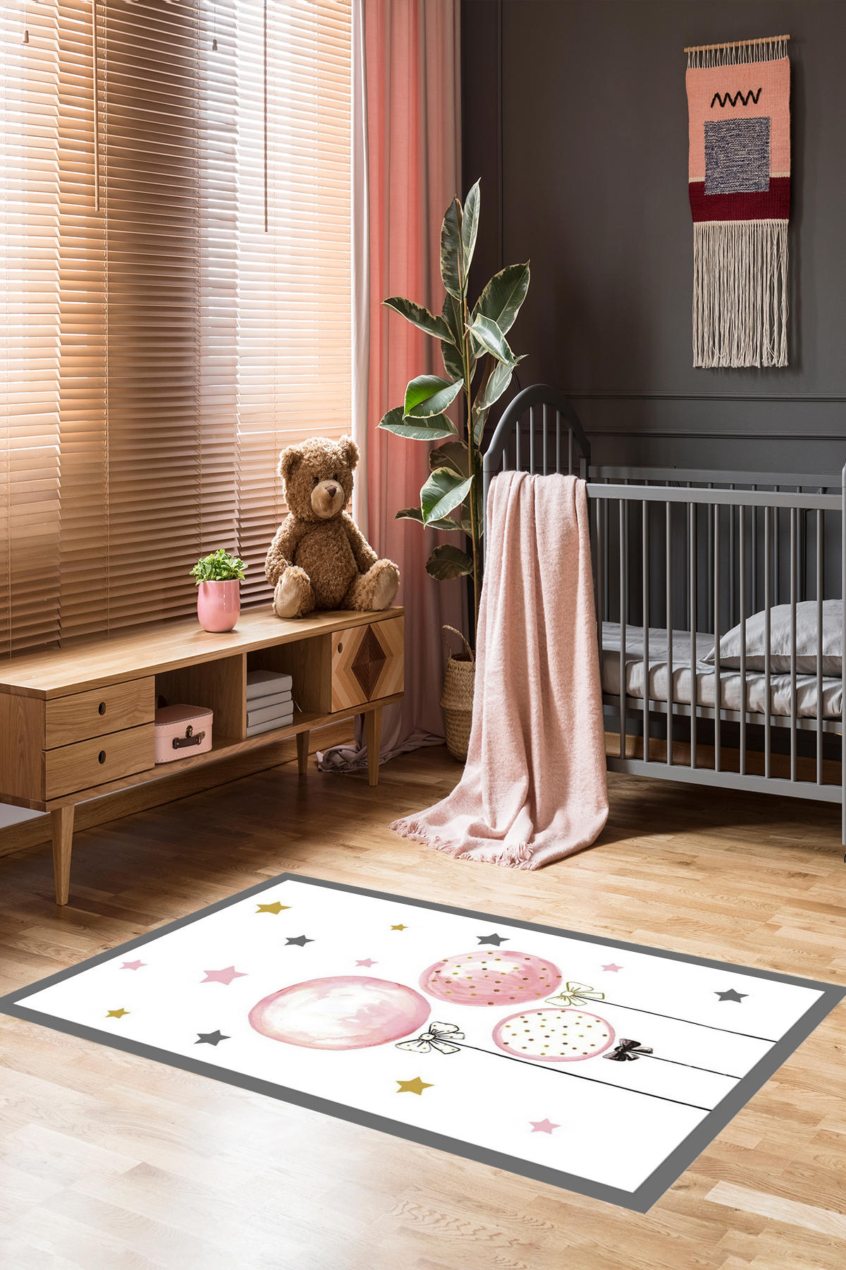 Homier Collection H-CK-10034A Çok Renkli 7 mm Pamuk Antibakteriyel Yıkanabilir Orta Kaymaz Dot Taban Dikdörtgen Makine Dokuma Çocuk Odası Halısı 120x200 cm