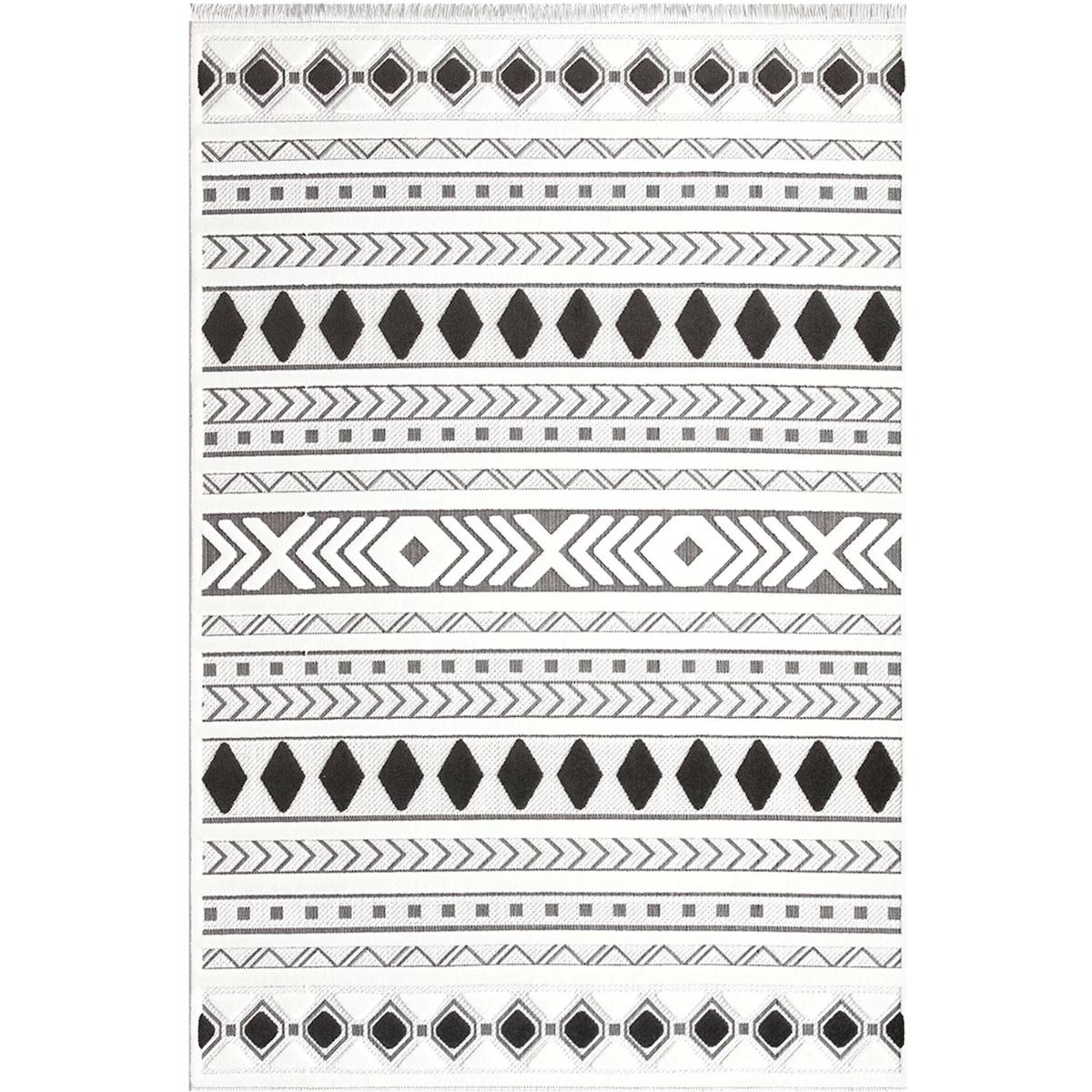 İpek Mekik Halı Almond 11411 Krem 10 mm Polyester Toz Tutmaz Yıkanabilir Orta Kaymaz Jüt Taban Geometrik Dikdörtgen Makine Dokuma Antre-Çocuk Odası-Salon-Yatak Odası Halısı 60x100 cm