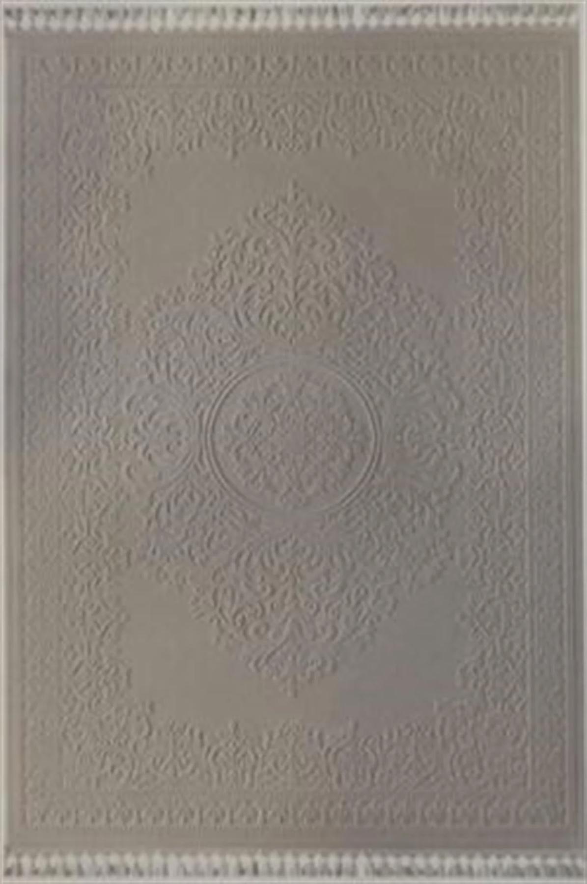 Sanat Halı Delüks 7027 Krem 14 mm Akrilik Yıkanabilir Kalın Kaymaz Lateks Taban Dikdörtgen Makine Dokuma Salon Halısı 120x180 cm