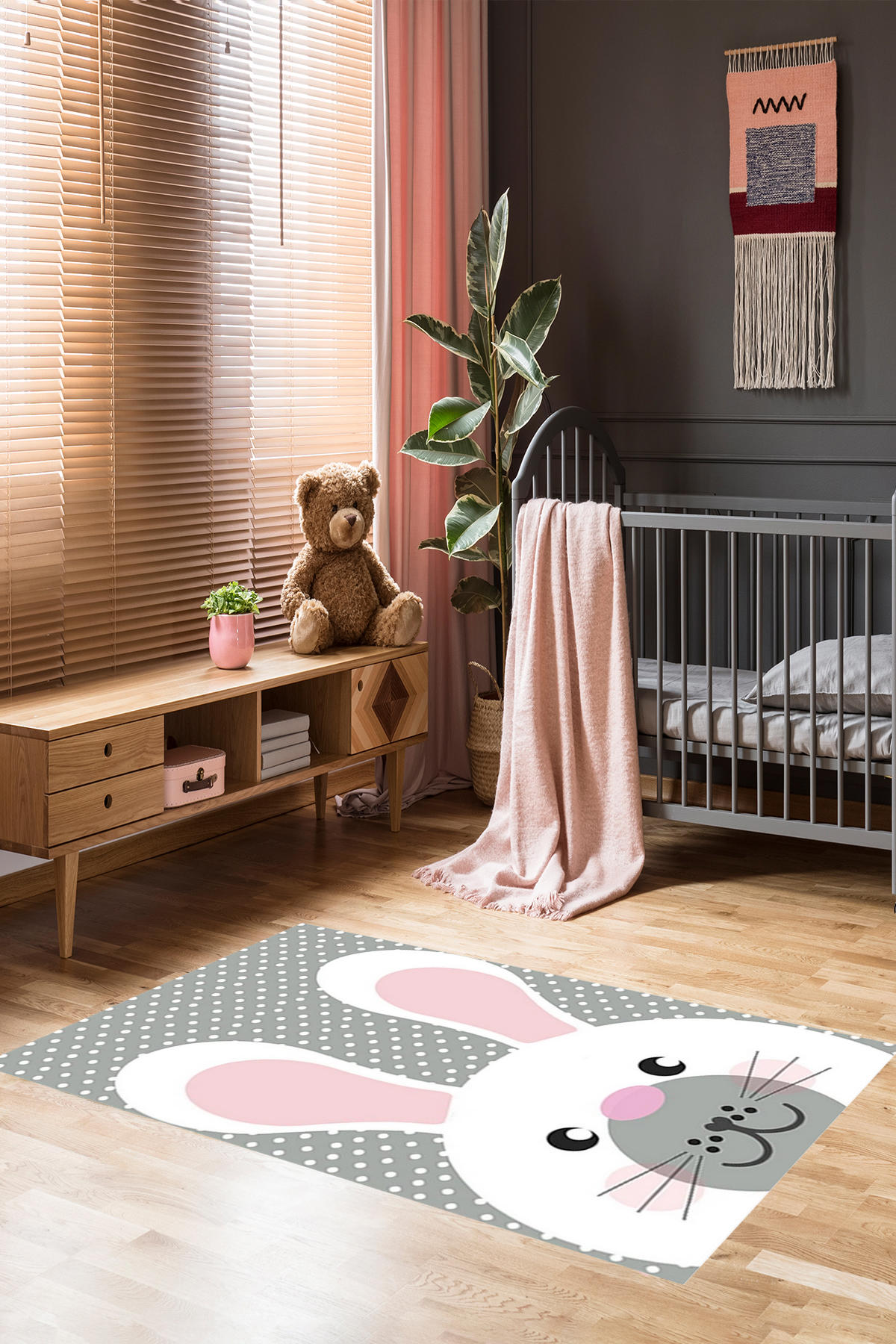 Homier Collection H-CK-10095A Krem 9 mm Pamuk Antibakteriyel Yıkanabilir Orta Kaymaz Dikdörtgen Makine Dokuma Çocuk Odası Halısı 80x180 cm