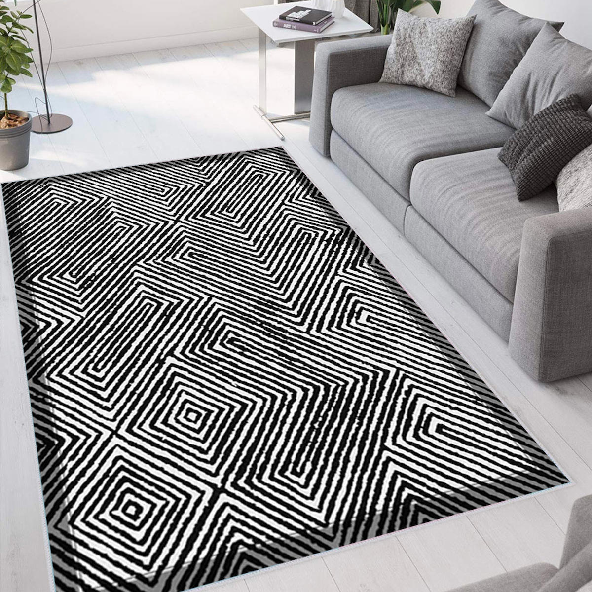 Rovigo Home RVG1531-HT156 Çok Renkli 8 mm Polyester Antibakteriyel-Leke Tutmaz-Toz Tutmaz Yıkanabilir İnce Kaymaz Dot Taban Dikdörtgen Makine Dokuma Salon Halısı 100x150 cm