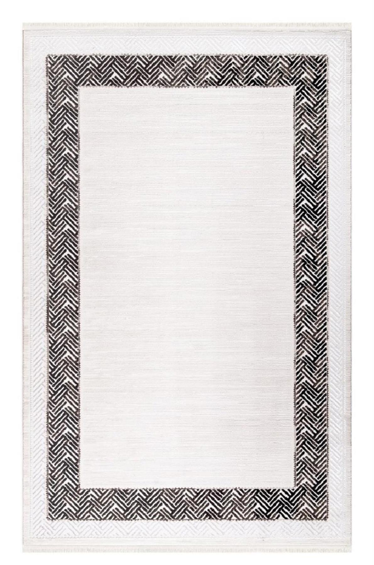 İpek Mekik Halı Anisa 15906 Siyah 10 mm Akrilik Yıkanabilir Orta Kaymaz Dikdörtgen Makine Dokuma Antre-Çocuk Odası-Salon-Yatak Odası Halısı 120x200 cm