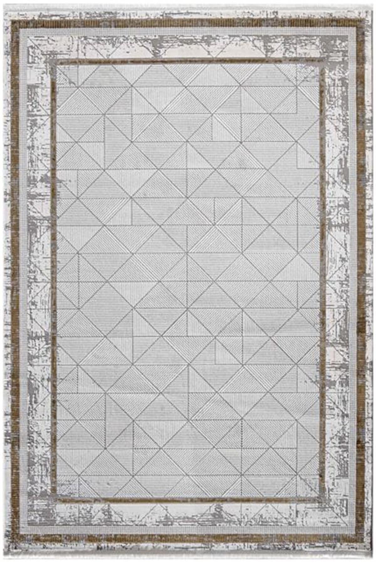 Enti Halı Lavin 4806 Altın 10 mm Akrilik Silinebilir Yıkanabilir Orta Dikdörtgen Makine Dokuma Salon Halısı 80x200 cm