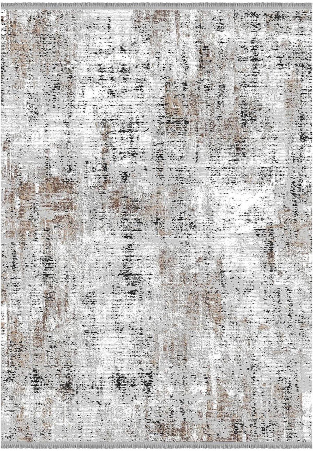 İpek Mekik Halı Roxanne 17110 Gri 8 mm Akrilik Yıkanabilir Orta Kaymaz Pamuk Taban Dikdörtgen Makine Dokuma Antre-Çocuk Odası-Salon-Yatak Odası Halısı 80x150 cm