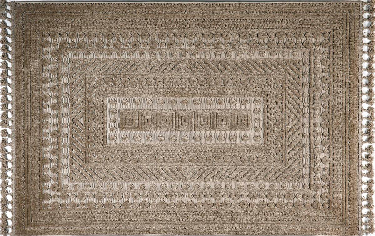 Gümüşsuyu Alvin 12621 Krem 10 mm Polyester Antialerjenik Yıkanabilir Orta Kaymaz Jüt Taban Dikdörtgen Makine Dokuma Salon Halısı 120x180 cm