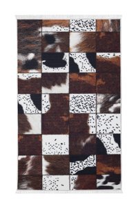Dijidekor DR01 Kahverengi 6 mm Polyester Yıkanabilir Orta Kaymaz Dot Taban Dikdörtgen Makine Dokuma Salon Halısı 120x180 cm