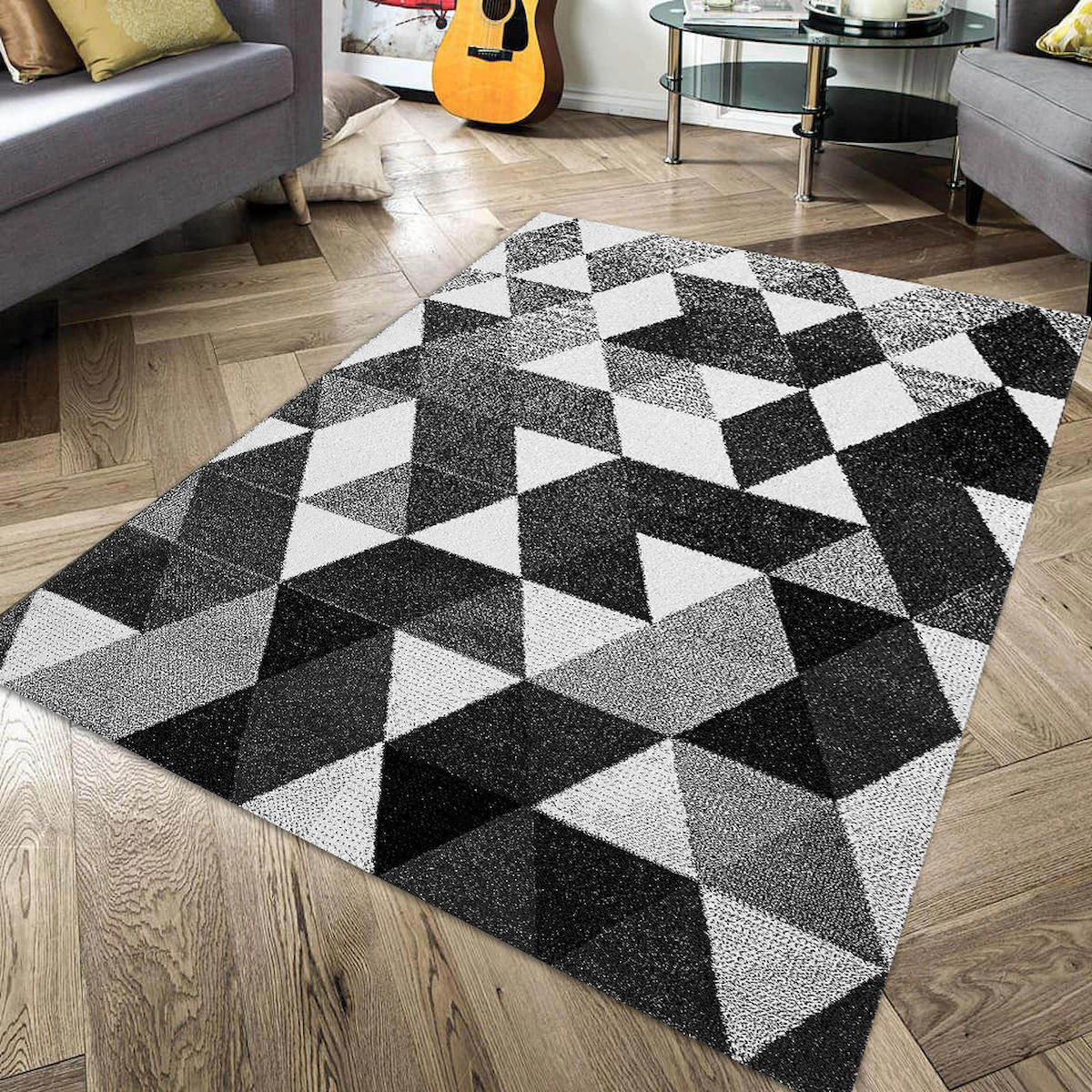 Aldora Çok Renkli 0.8 mm Polipropilen İnce Kaymaz Taban Dikdörtgen Makine Dokuma Halı 200x300 cm