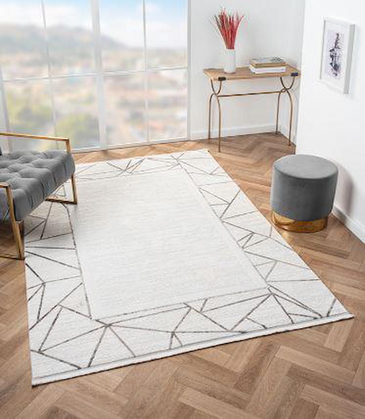 Çam Halı Mona VS001A Vizon 11 mm Polyester Silinebilir Yıkanabilir Orta Dikdörtgen Makine Dokuma Salon Halısı 180x180 cm