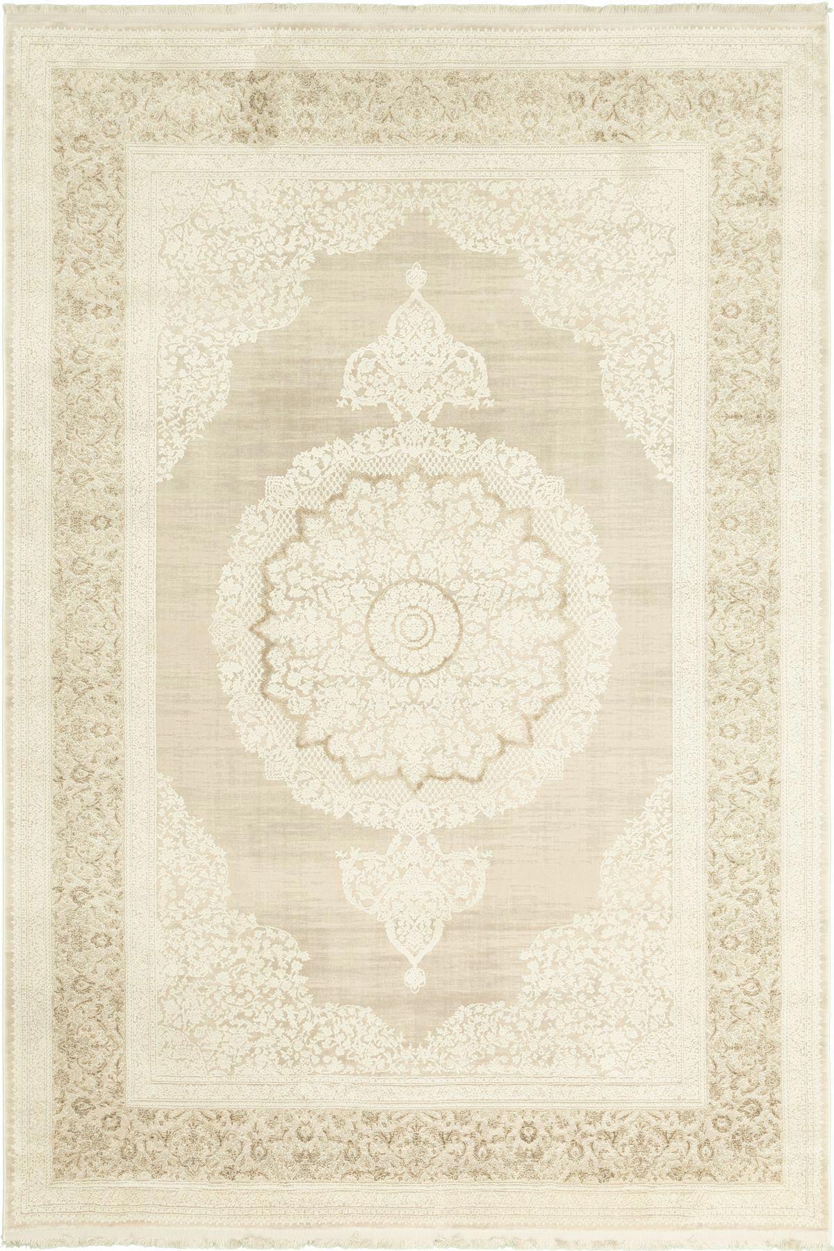 La Boutique Bianca BC02 Krem 10 mm Viskon Toz tutmaz Yıkanabilir İnce Kaymaz Dikdörtgen Makine Dokuma Salon Halısı 60x110 cm