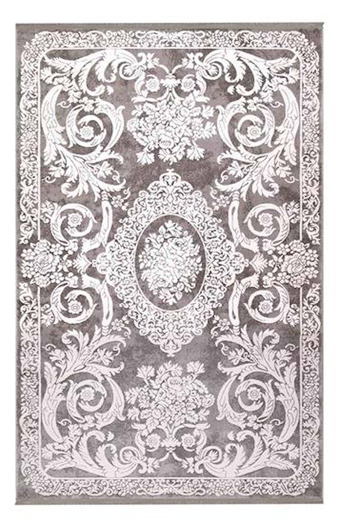 Aviva Network 9602 Gri 0.8 mm Akrilik Yıkanabilir İnce Kaymaz Jüt Taban Dikdörtgen Makine Dokuma Salon Halısı 40x60 cm
