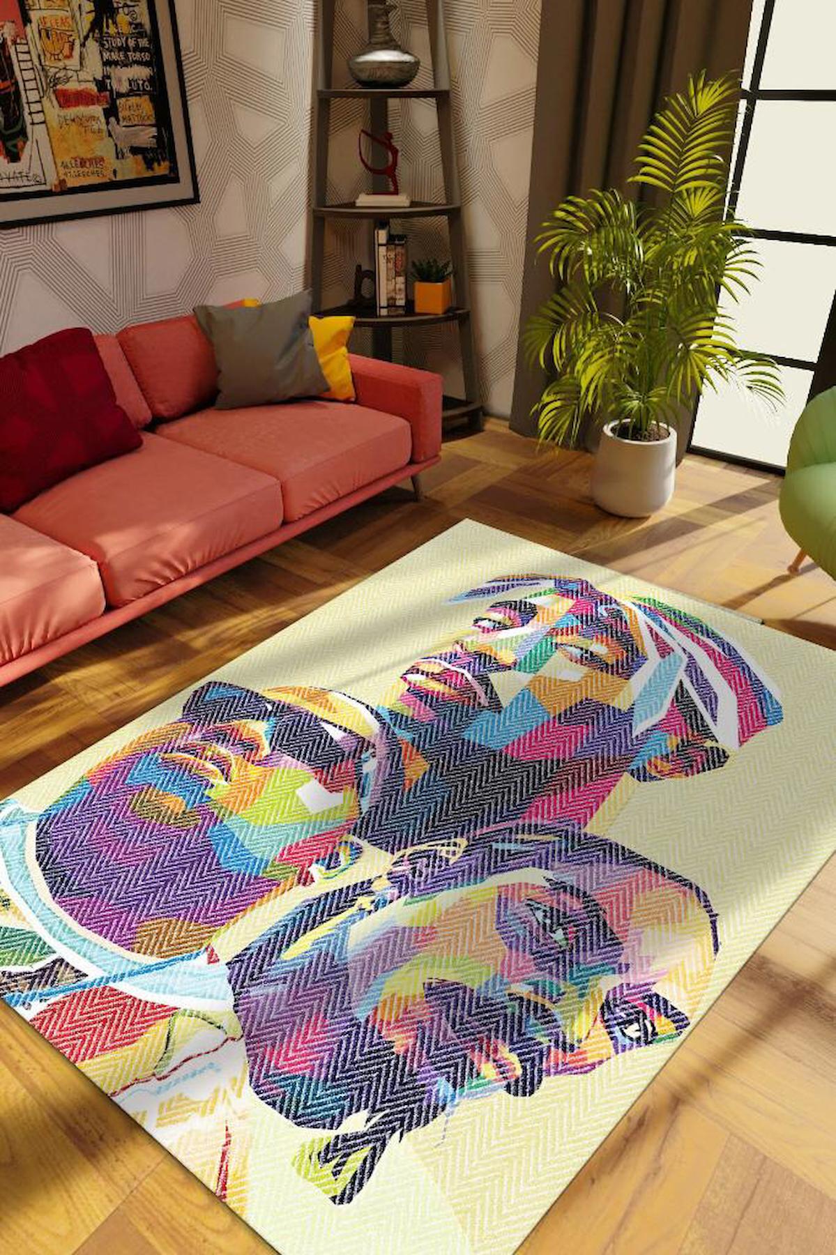 Homshtag 3 Efsane Krem 4 mm Polyester Antistatik Yıkanabilir İnce Kaymaz Dikdörtgen Makine Dokuma Salon Halısı 200x290 cm