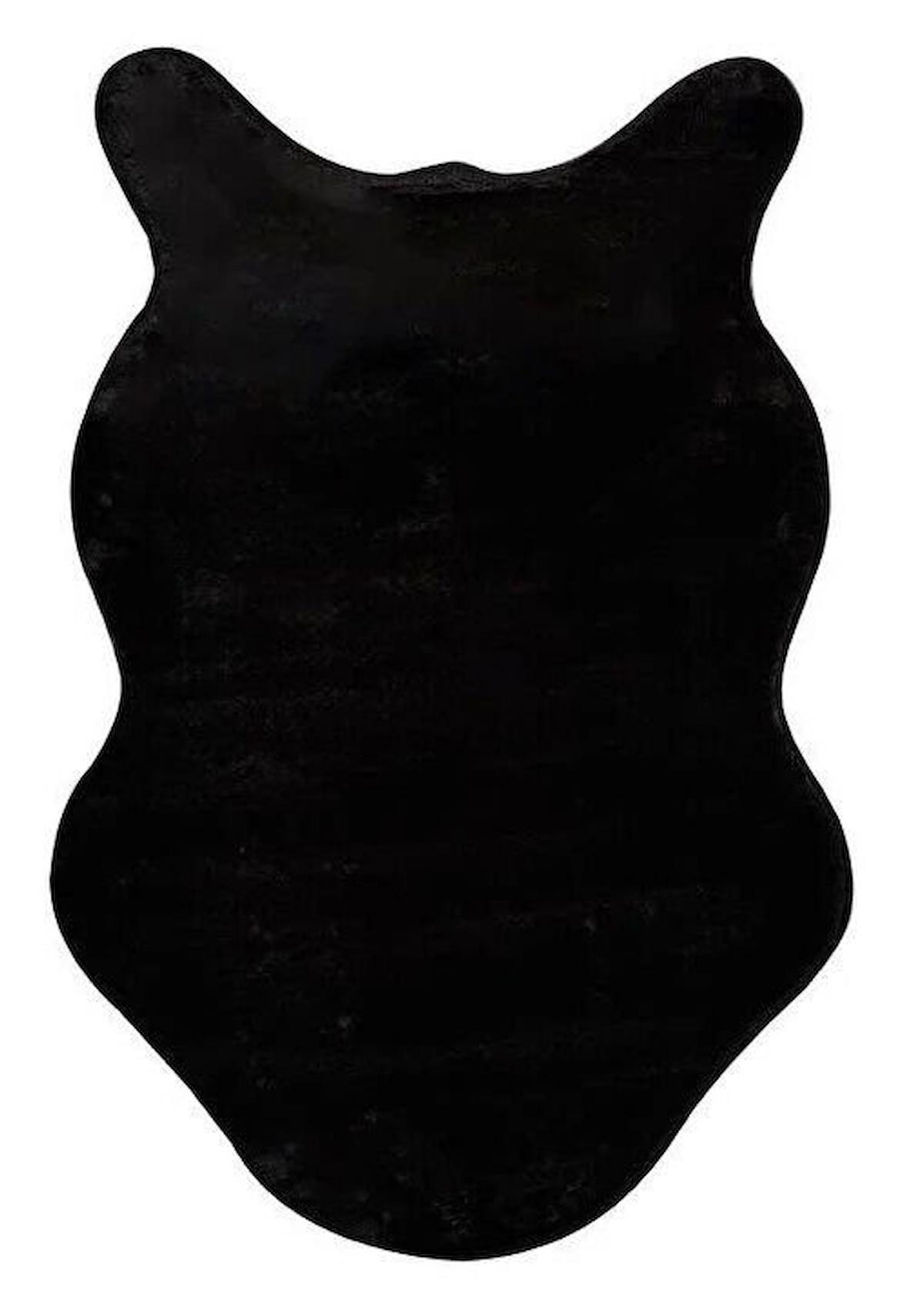Gümüşsuyu Deco Soft 15314 Siyah 7 mm Polyester Yıkanabilir Kalın Kaymaz Taban Makine Dokuma Salon Halısı 100x150 cm