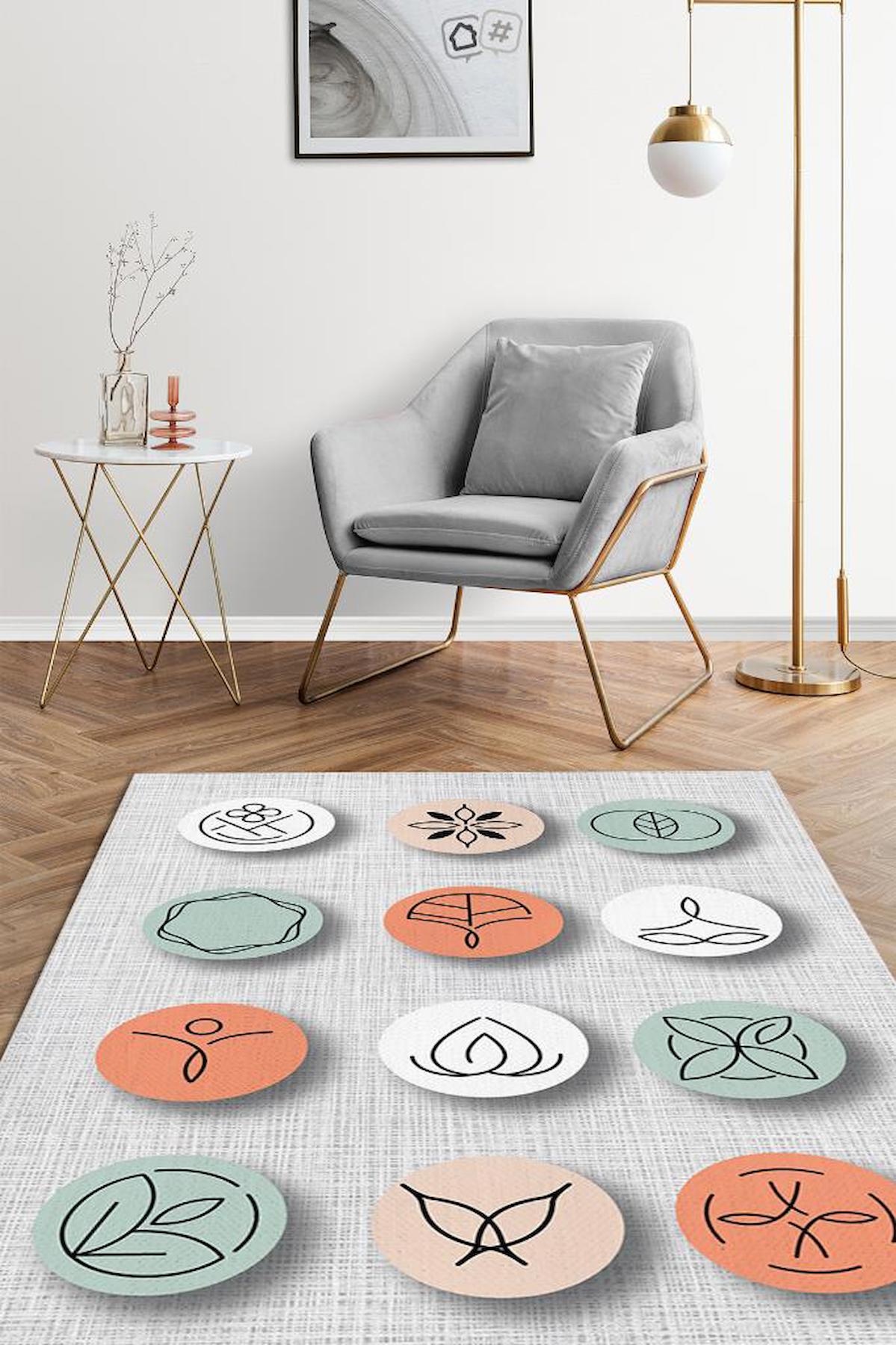 Homshtag Yoga Dünyam Çok Renkli 4 mm Pamuk Antistatik Yıkanabilir İnce Kaymaz Dikdörtgen Makine Dokuma Hobi Odası Halısı 160x230 cm