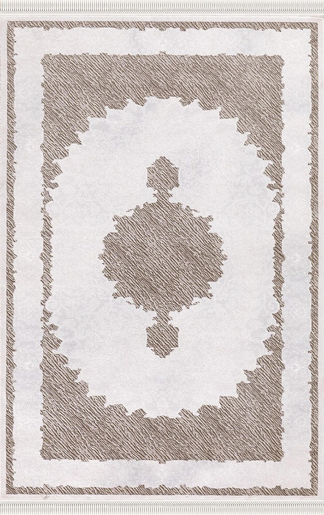 Merinos Efes EF005 Kahverengi - Krem 12 mm Akrilik Yıkanabilir Kalın Kaymaz Taban Dikdörtgen Makine Dokuma Salon Halısı 120x180 cm