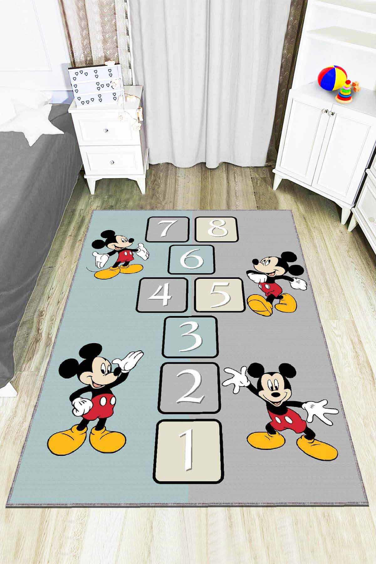 Viva Home AR791 Turkuaz 7 mm Mikropolyester Koku Yapmaz-Leke Tutmaz-Toz Tutmaz Yıkanabilir İnce Kaymaz Dot Taban Dikdörtgen Makine Dokuma Çocuk Odası Halısı 120x200 cm