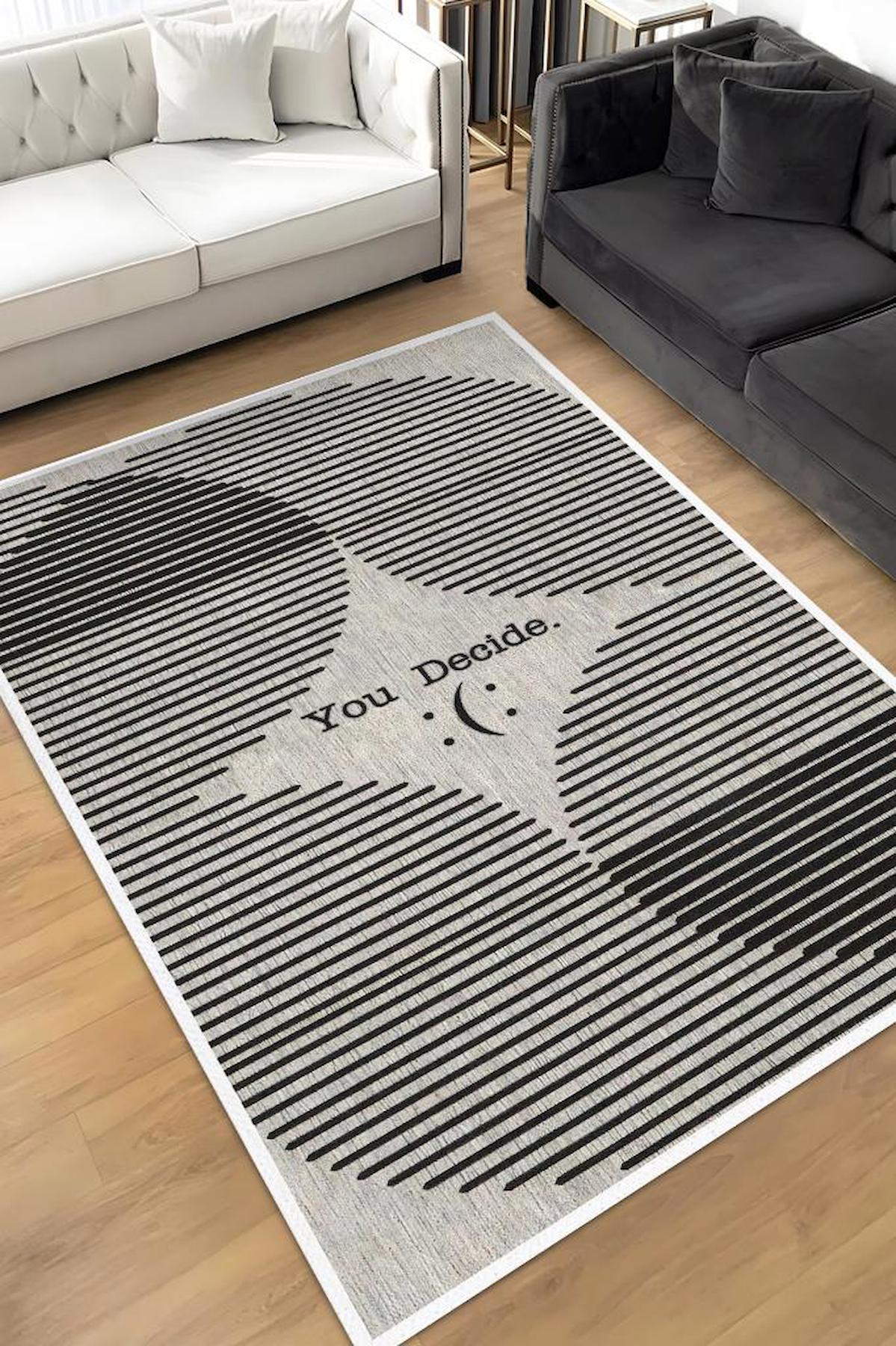 Homshtag Senin Kararın Krem 4 mm Pamuk Antistatik Yıkanabilir İnce Kaymaz Dikdörtgen Makine Dokuma Salon Halısı 60x100 cm
