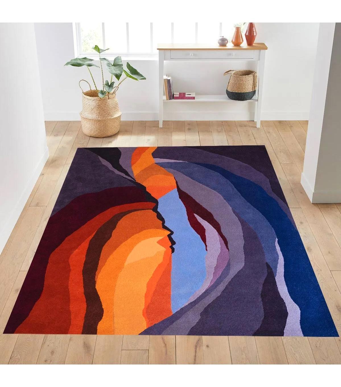 Rovigo Home RVG0218 Çok Renkli 8 mm Polyester Antibakteriyel Yıkanabilir Orta Kaymaz Dot Taban Dikdörtgen Makine Dokuma Salon Halısı 120x300 cm