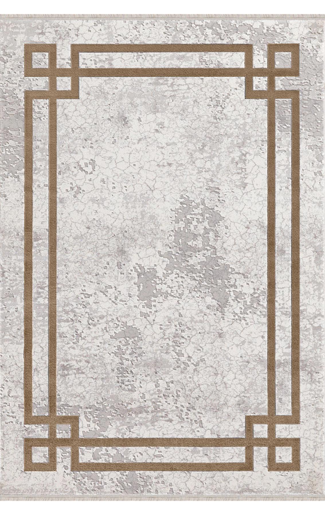 Merinos Therapy 33260 Kahverengi - Krem 12 mm Viskon Yumuşak Yıkanabilir Kalın Kaymaz Dot Taban Dikdörtgen Makine Dokuma Salon Halısı 160x230 cm