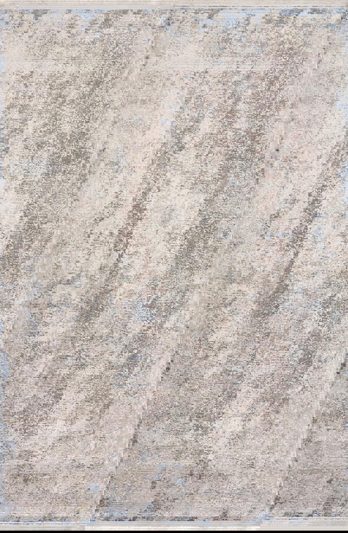 Sanat Halı Doku 1088 Bej - Mavi 8 mm Viskon Antibakteriyel Yıkanabilir Kalın Kaymaz Lateks Taban Dikdörtgen Makine Dokuma Salon Halısı 120x200 cm