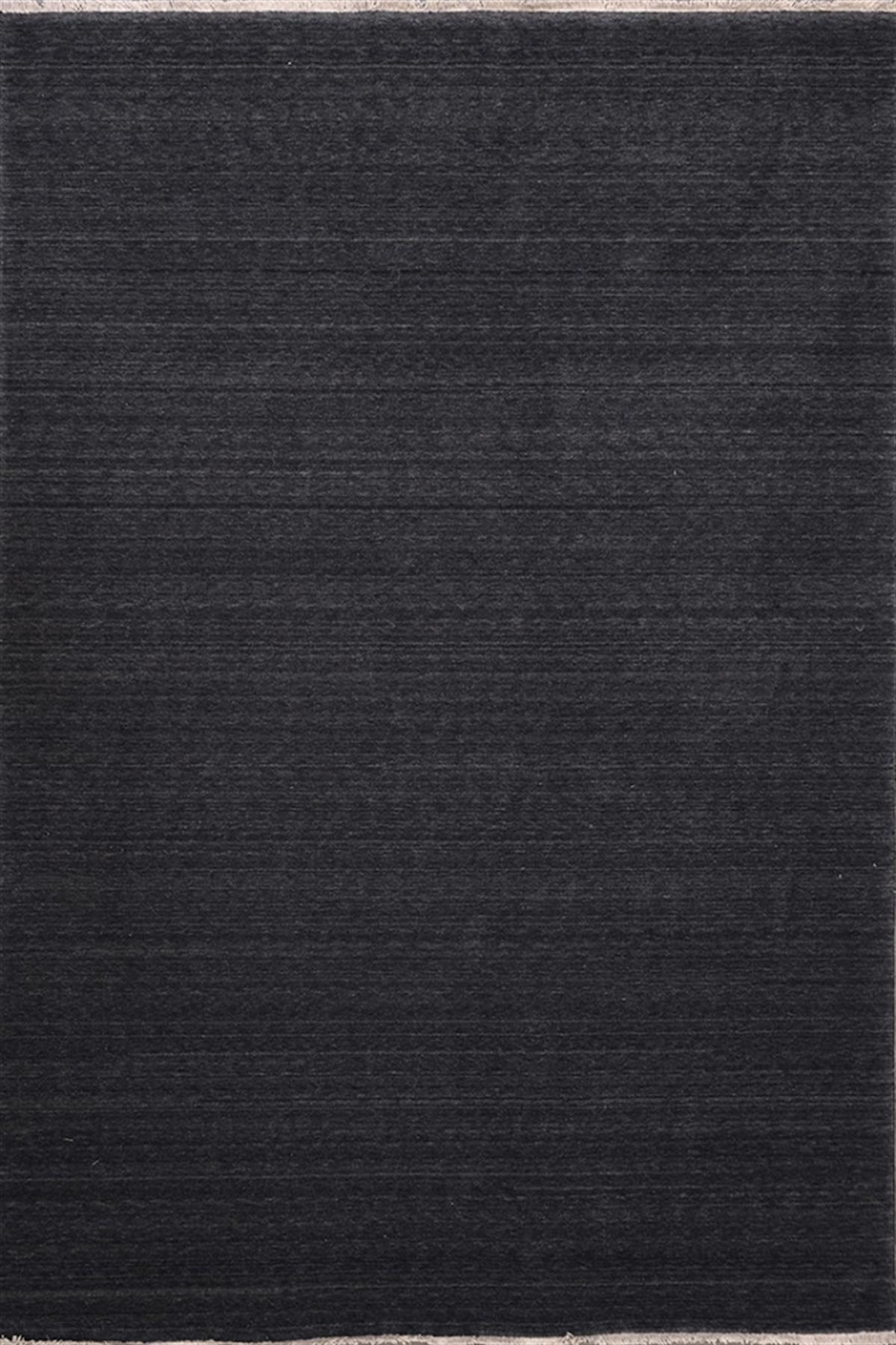 Crea Halı 8033 Siyah 10 mm Bambu Yıkanabilir Orta Pamuk Taban Dikdörtgen Makine Dokuma Salon Halısı 100x150 cm
