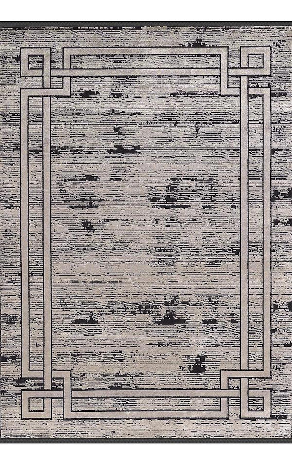 Merinos Bamboo Lavi 34666 Siyah 12 mm Akrilik Antialerjenik Yıkanabilir İnce Kaymaz Dikdörtgen Makine Dokuma Salon Halısı 100x150 cm