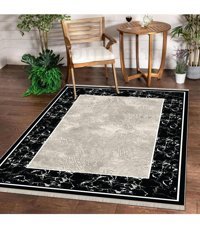 Dijidekor K0560 Siyah 7 mm Polipropilen Antibakteriyel Yıkanabilir Orta Kaymaz Dot Taban Dikdörtgen Makine Dokuma Salon Halısı 100x200 cm