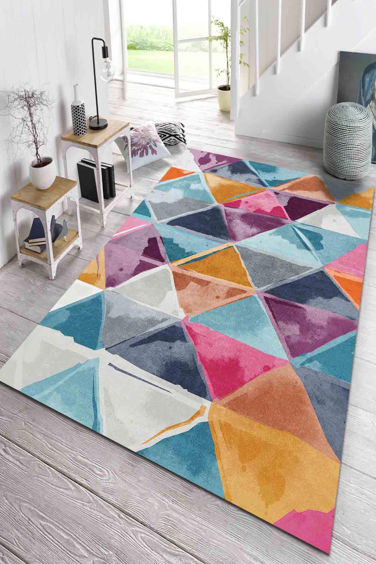 Latte Dizayn Dali Krem 0.5 mm Pamuk Antibakteriyel Yıkanabilir Orta Kaymaz Dikdörtgen Makine Dokuma Salon Halısı 200x290 cm