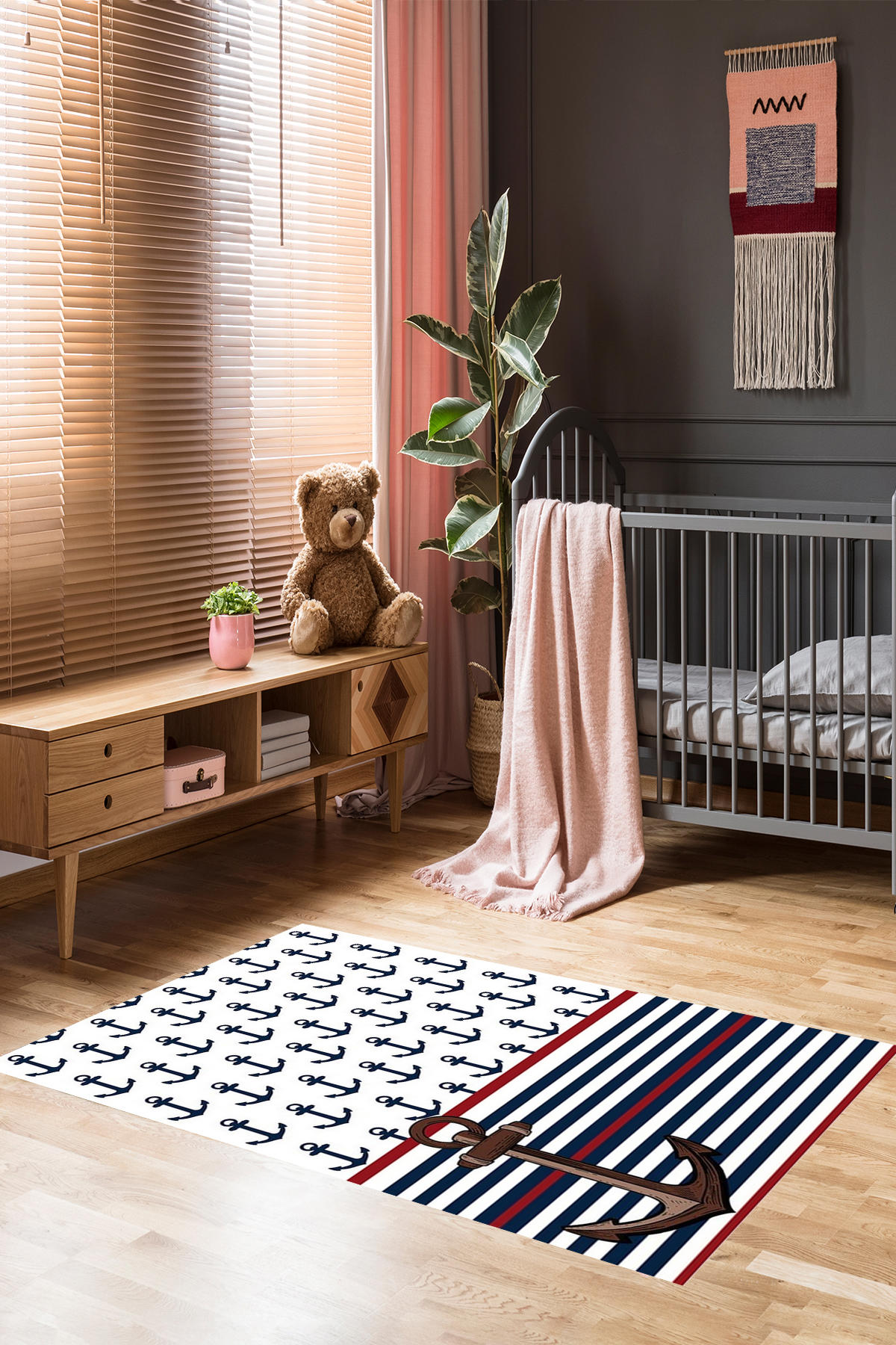 Homier Collection H-CK-10050A Krem 7 mm Pamuk Antibakteriyel Yıkanabilir Orta Kaymaz Dot Taban Dikdörtgen Makine Dokuma Çocuk Odası Halısı 120x300 cm