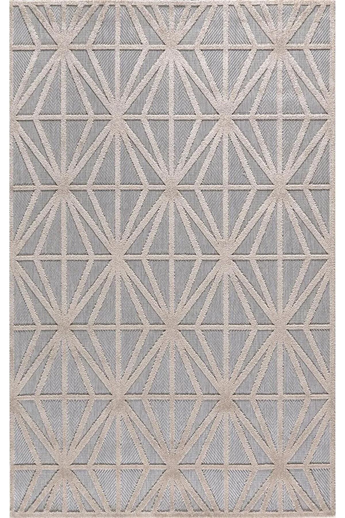 Merinos Launge 65150 Krem 8.5 mm Polyester Yıkanabilir İnce Kaymaz Soyut Temalı Dikdörtgen Makine Dokuma Salon Halısı 100x150 cm