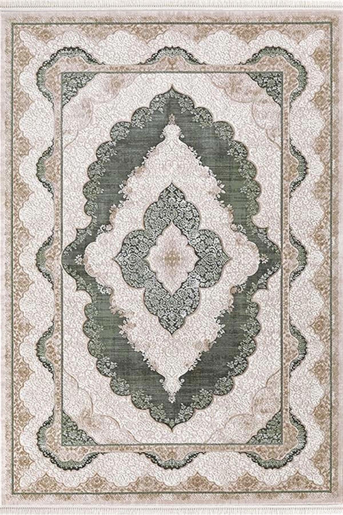 Efsane Halı Esmira 31893 Yeşil 8 mm Akrilik Silinebilir Yıkanabilir Orta Kaymaz Dikdörtgen Makine Dokuma Salon Halısı 100x200 cm