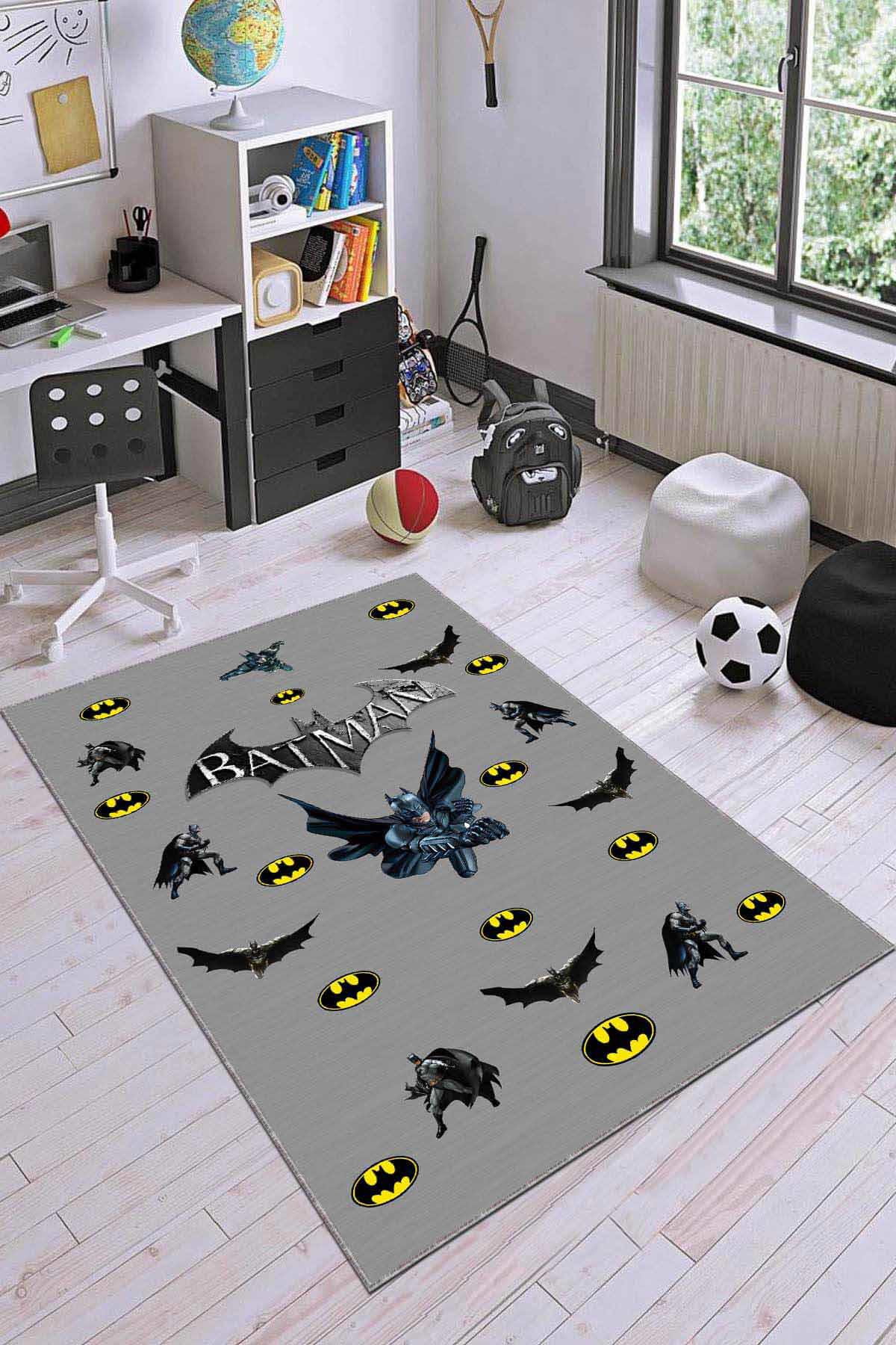 Viva Home AR373 Gri 7 mm Mikropolyester Toz Tutmaz Yıkanabilir İnce Kaymaz Dot Taban Dikdörtgen Makine Dokuma Çocuk Odası Halısı 240x340 cm