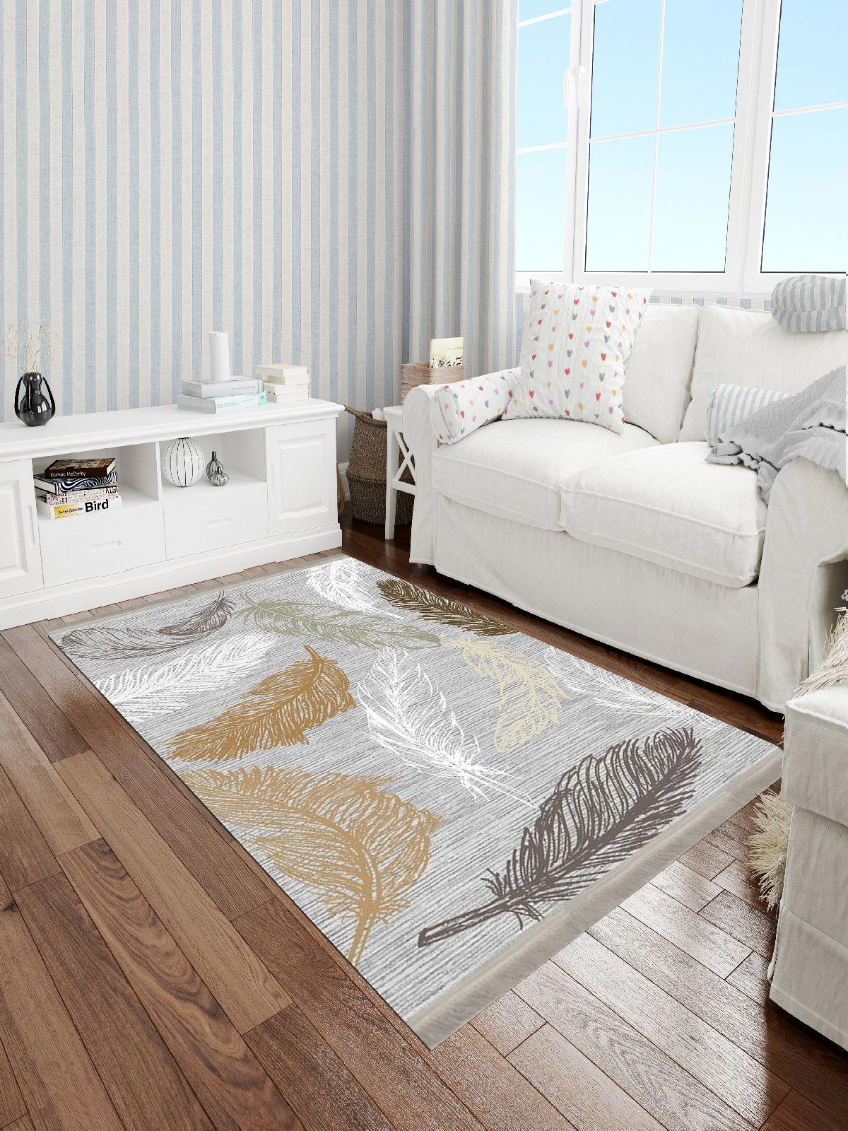 Enbe Collection E-FL2059B Çok Renkli 5 mm Pamuk Antibakteriyel Yıkanabilir Orta Kaymaz Dot Taban Dikdörtgen Makine Dokuma Oturma Odası Halısı 240x340 cm